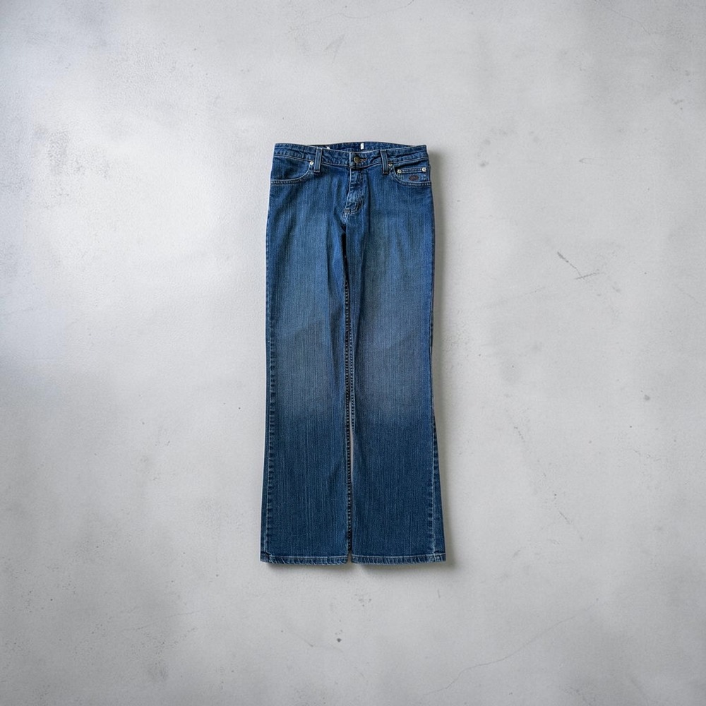 Harley-Davidson Womens Blue Bootcut Jeans Medium Wash Logo Denim 30x31.5